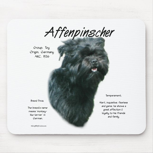 Affenpinscher-historikdesign Musmatta (Framsidan)