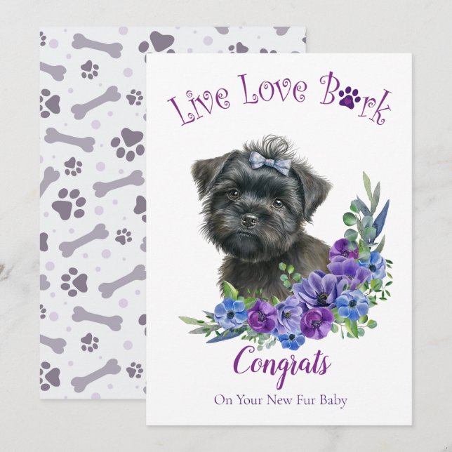 Affenpinscher Hund Adoption, Gotcha Day Kort (Fram/baksida)