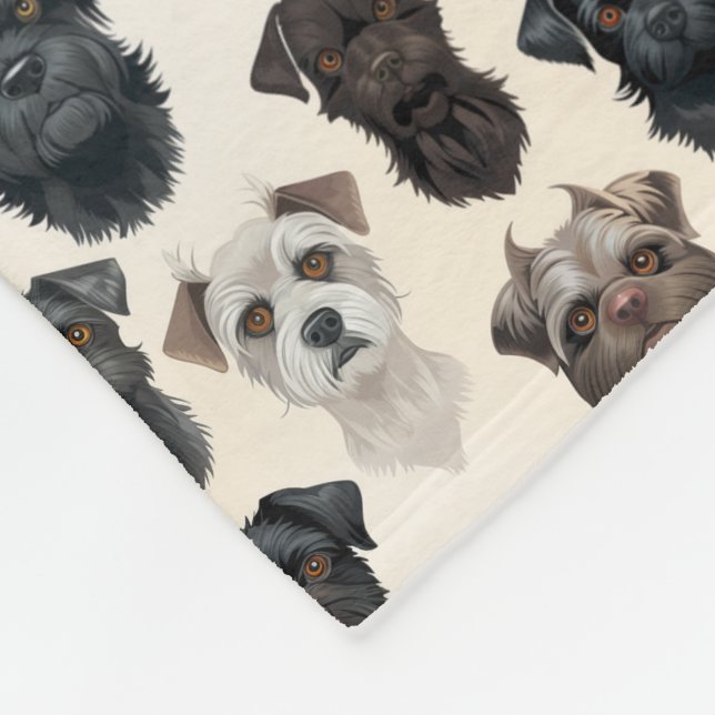 Affenpinscher Hund Ansikte Collage Mönster Fleecefilt (Hörn)