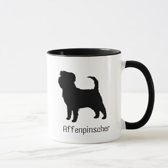 Affenpinscher Hund aveln Silhouette Anpassningsbar Mugg (Höger)