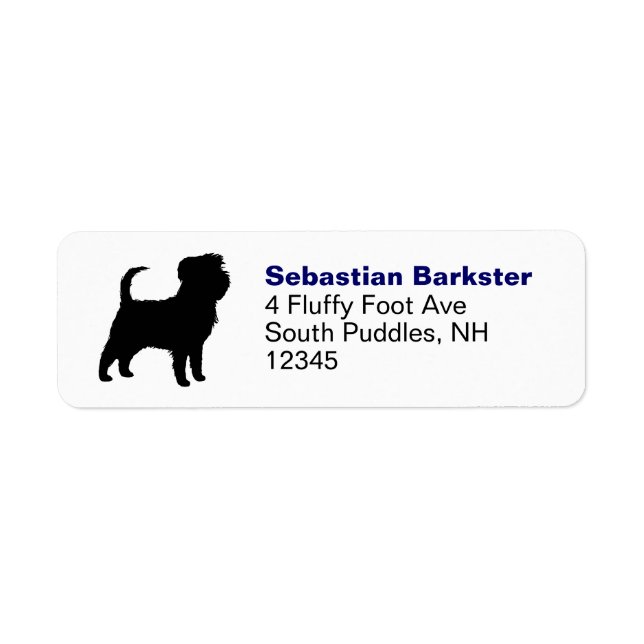 Affenpinscher Hund aveln Silhouette Returadress Etikett (Framsidan)