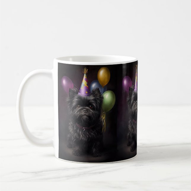 Affenpinscher Hund Birthday Balloons Kaffemugg (Vänster)