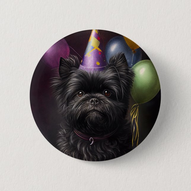 Affenpinscher Hund Birthday Balloons Knapp (Framsida)