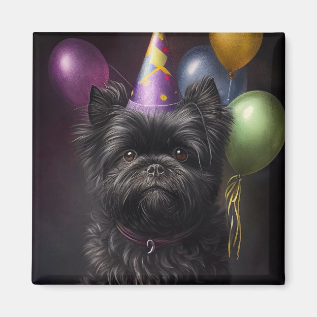 Affenpinscher Hund Birthday Balloons Magnet (Framsidan)