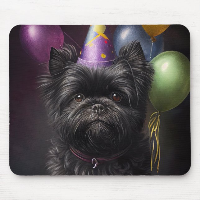 Affenpinscher Hund Birthday Balloons Musmatta (Framsidan)