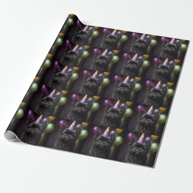 Affenpinscher Hund Birthday Balloons Presentpapper (Utrullad)