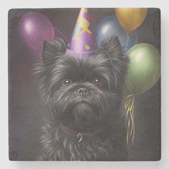 Affenpinscher Hund Birthday Balloons Stenunderlägg (Framsidan)