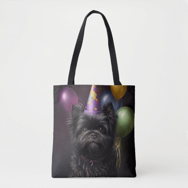 Affenpinscher Hund Birthday Balloons Tygkasse (Framsida)