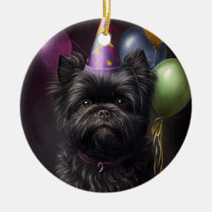 Affenpinscher Hund Födelsedagsballonger Julgransprydnad Keramik