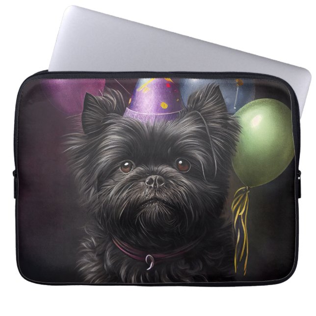 Affenpinscher Hund Födelsedagsballonger Laptop Fodral (Framsidan)
