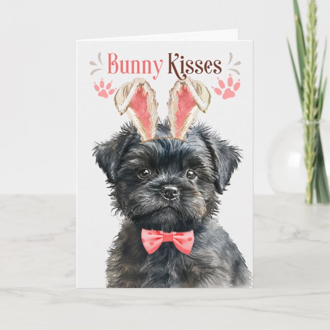 Affenpinscher Hund i Bunny Öron för Påsk Helgkort (Framsida)