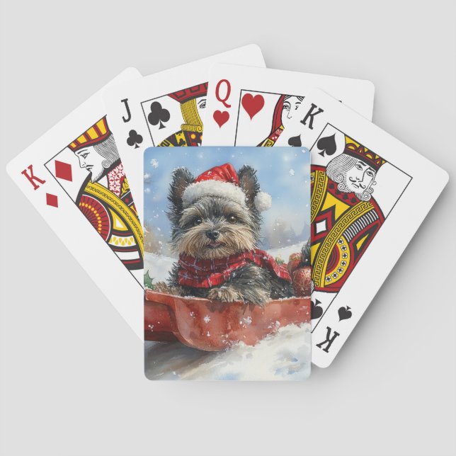 Affenpinscher Hund i Sledge Låt det snöa jul Casinokort (Baksidan)