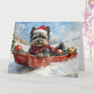 Affenpinscher Hund i Sledge Låt det snöa jul Kort