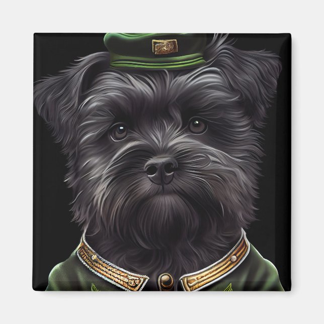 Affenpinscher hund i St. Patrick Dress Magnet (Framsidan)