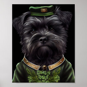 Affenpinscher hund i St. Patrick Dress Poster