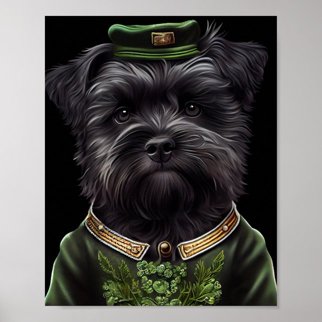 Affenpinscher hund i St. Patrick Dress Poster (Framsidan)