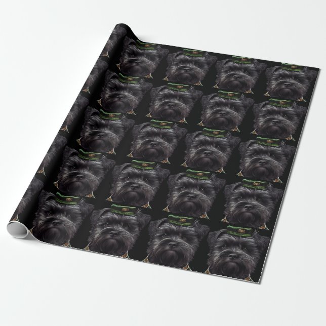 Affenpinscher hund i St. Patrick's Day dräkt Presentpapper (Utrullad)