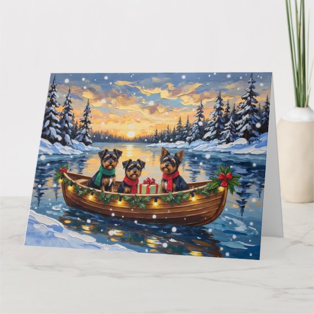 Affenpinscher Hund Jul Båt Högtid Kort (Framsida)