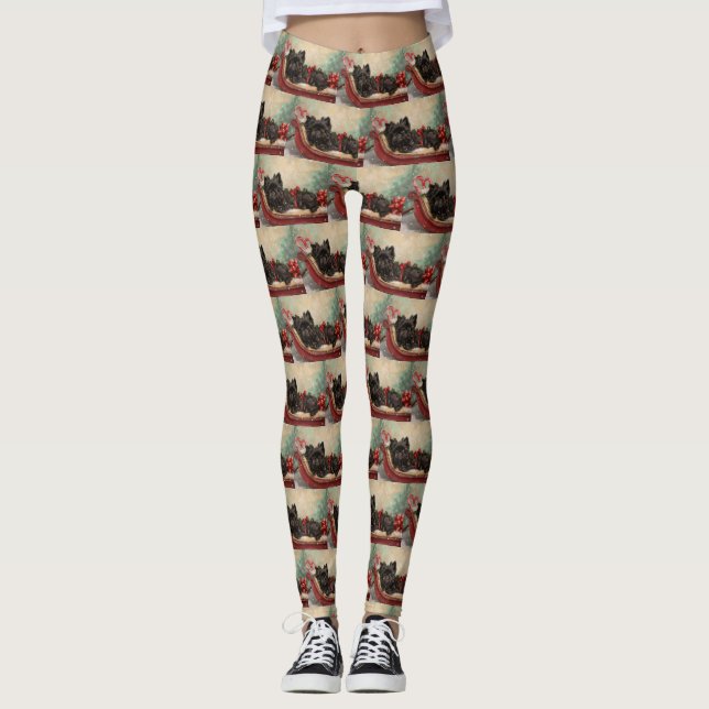 Affenpinscher Hund Jul Festlig Leggings (Framsida)