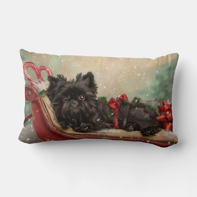 Affenpinscher Hund jul - julafton Lumbarkudde (Baksida)
