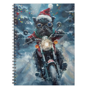 Affenpinscher Hund Kör Motorcykel Jul Anteckningsbok