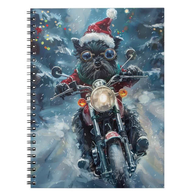 Affenpinscher Hund Kör Motorcykel Jul Anteckningsbok (Framsidan)