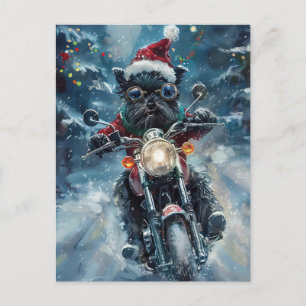 Affenpinscher Hund Kör Motorcykel Jul Inbjudan Vykort