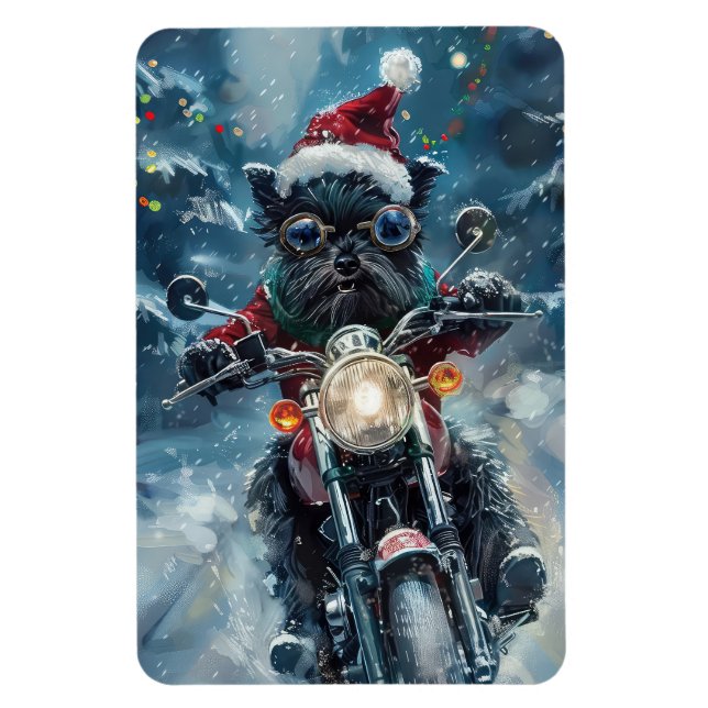 Affenpinscher Hund Kör Motorcykel Jul Magnet (Vertikal)