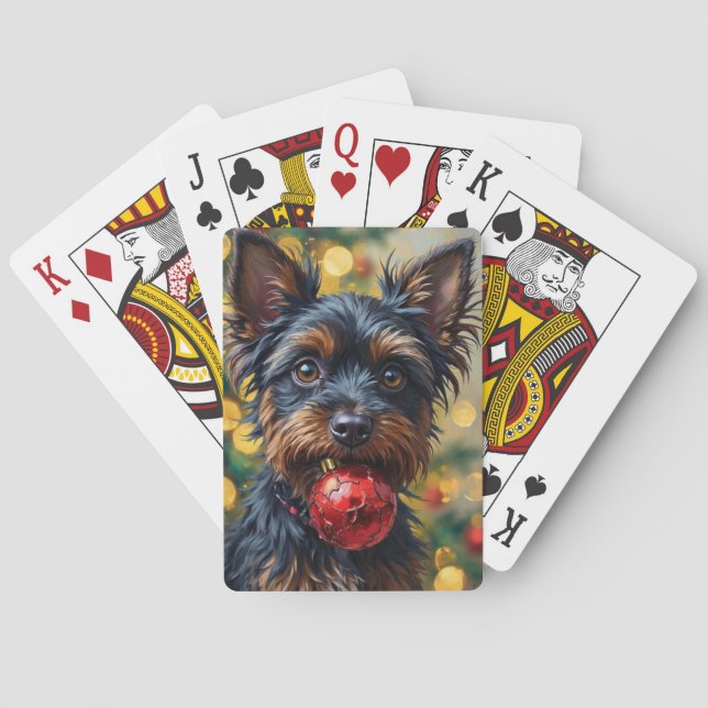 Affenpinscher Hund med julprydnad Casinokort (Baksidan)