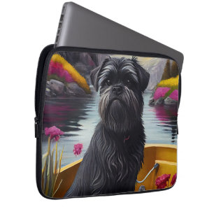 Affenpinscher Hund på en Paddle: ett Sceniskt Även Laptop Fodral