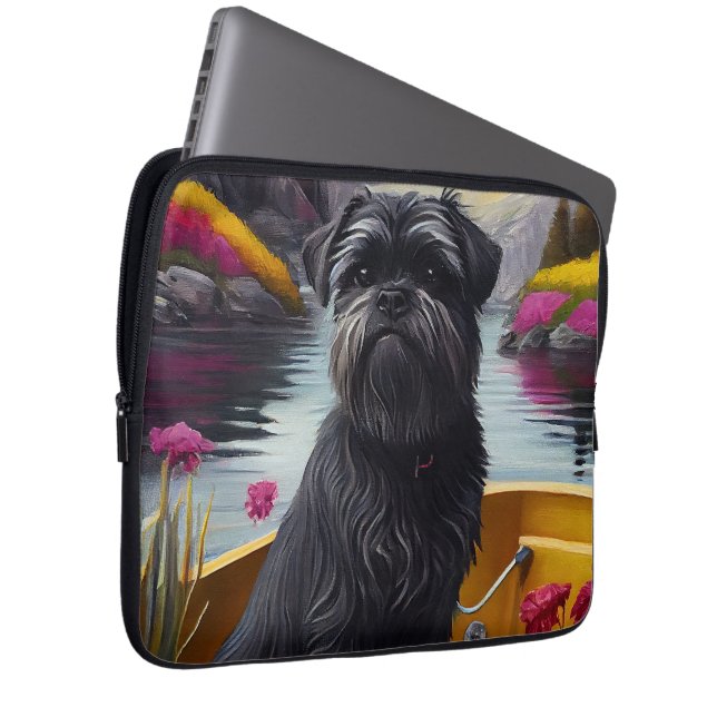 Affenpinscher Hund på en Paddle: ett Sceniskt Även Laptop Fodral (Framsidan Höger)