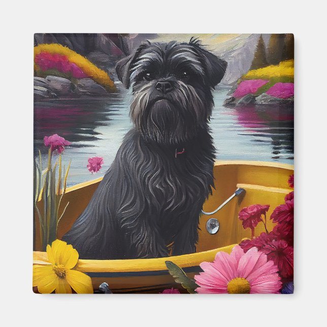 Affenpinscher Hund på en Paddle: ett Sceniskt Även Magnet (Framsidan)