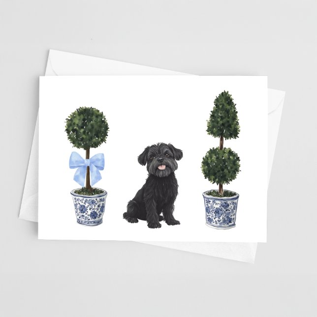 Affenpinscher Hund Puppy Topiary Watercolor Kort (Skapare uppladdad)