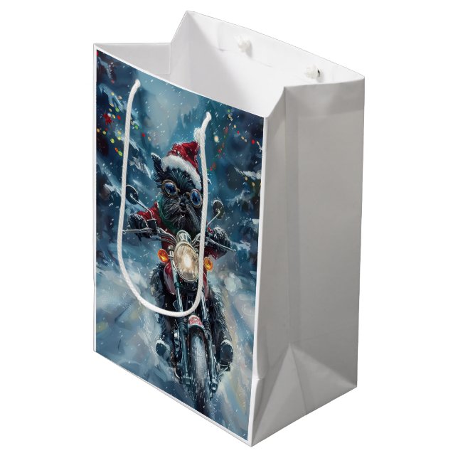 Affenpinscher Hund Riding Motorcle Jul (Framsidan Vinklad)