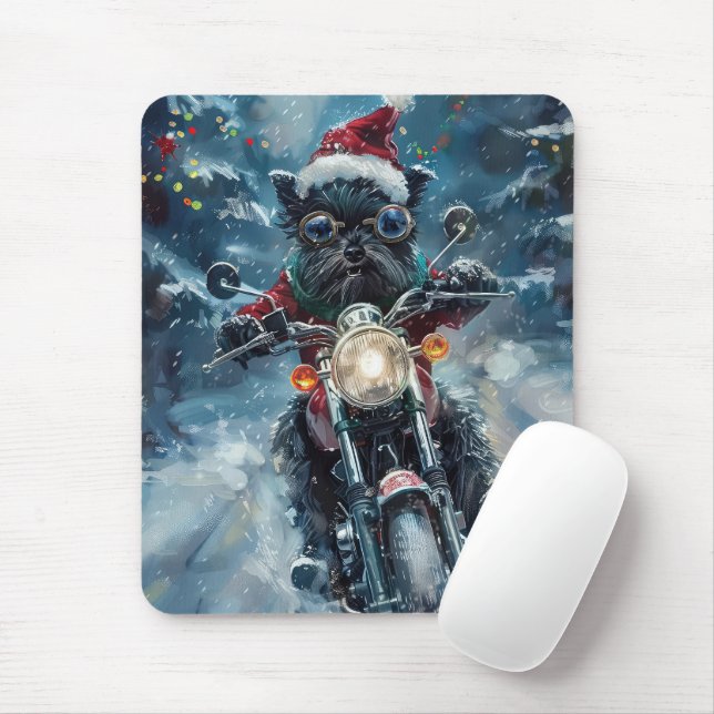 Affenpinscher Hund Riding Motorcle Jul Musmatta (Med mus)
