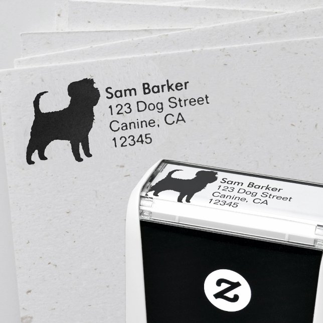Affenpinscher Hund Silhouette Returadress Självfärgande Stämpel (Skapare uppladdad)