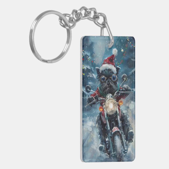 Affenpinscher Hund som kör motorcykel jul (Vänstra Framsidan)