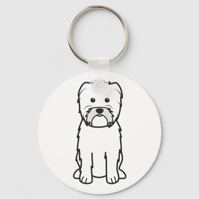 Affenpinscher Hund Tecknad Nyckelring (Framsida)