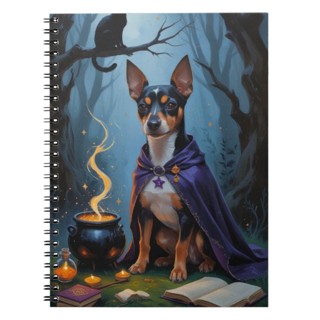 Affenpinscher Hund Whimsical Halloween-målning Anteckningsbok (Framsidan)