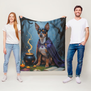 Affenpinscher Hund Whimsical Halloween-målning Fleecefilt