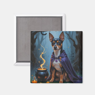 Affenpinscher Hund Whimsisk Halloween-målning Magnet