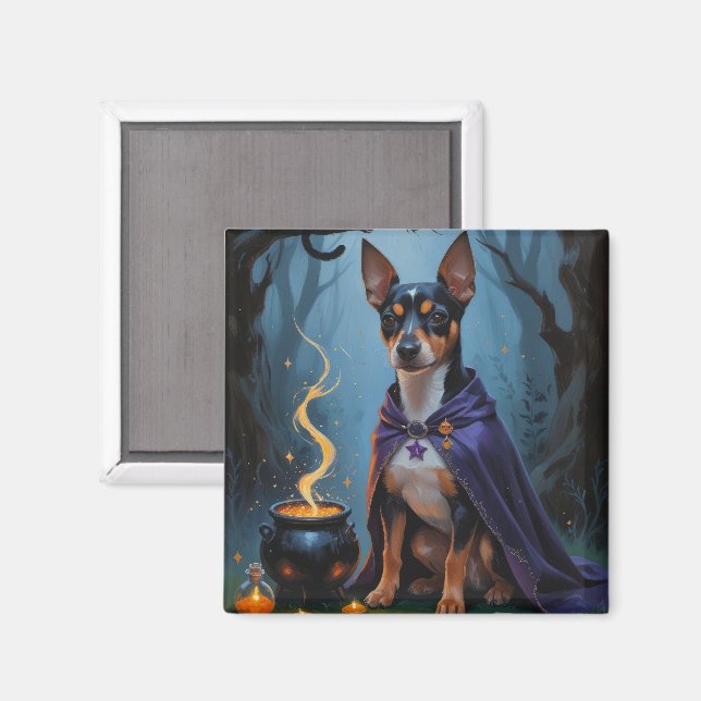Affenpinscher Hund Whimsisk Halloween-målning Magnet (Front/Back)