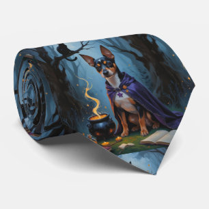 Affenpinscher Hund Whimsisk Halloween-målning Slips