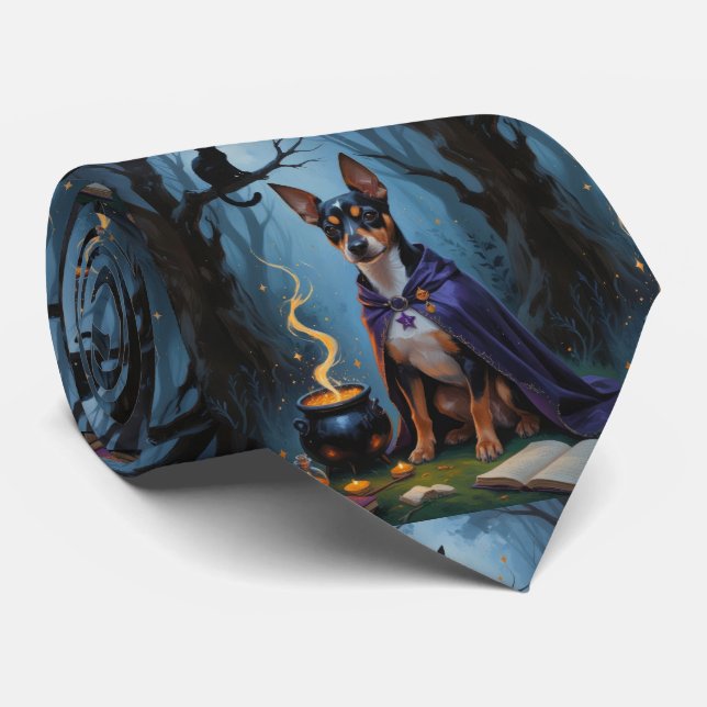 Affenpinscher Hund Whimsisk Halloween-målning Slips (Rullad)