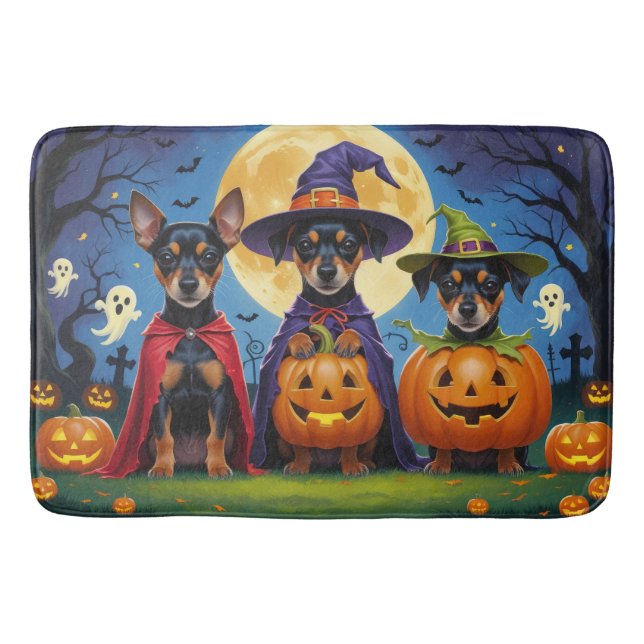 Affenpinscher Hundar Pumpa Halloween Roligt Badrumsmatta (Framsidan)