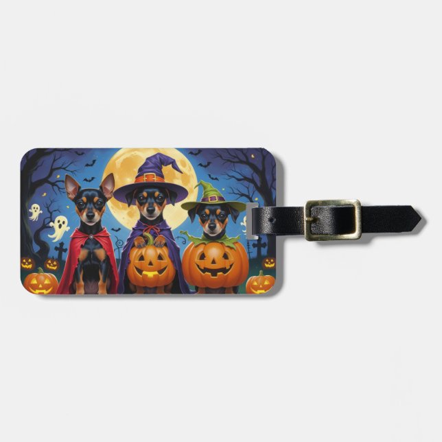 Affenpinscher Hundar Pumpa Halloween Roligt Bagagebricka (Horisontell Framsida)