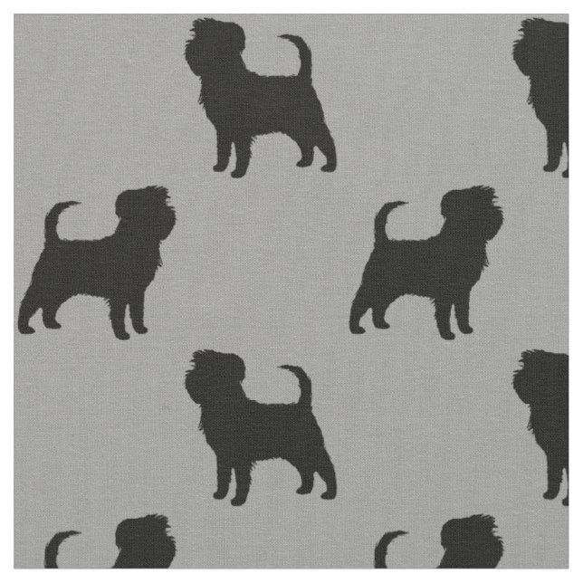 Affenpinscher Hundras Silhuetter Mönstrad Tyg (Närbild)