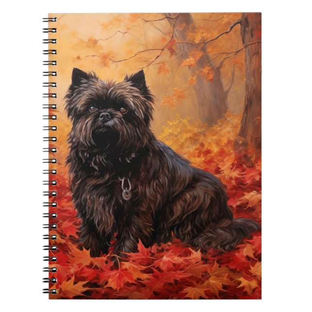 Affenpinscher i Höst löv Fall Inspired Anteckningsbok (Framsidan)