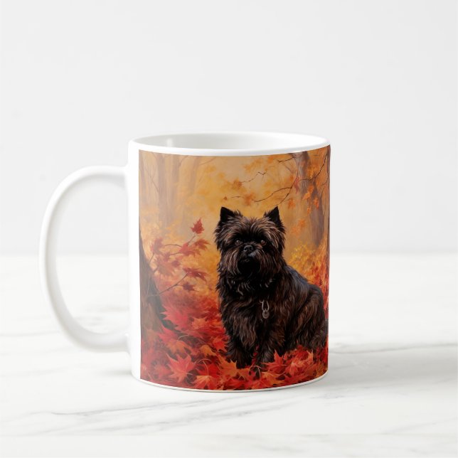 Affenpinscher i Höst löv Fall Inspired Kaffemugg (Vänster)