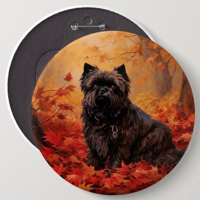 Affenpinscher i Höst löv Fall Inspired Knapp (Framsida & baksida)